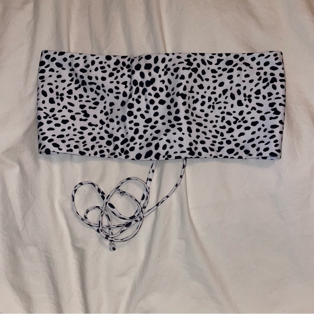 SHEIN Dalmatian Print Bandeau Bikini Top (size XL)